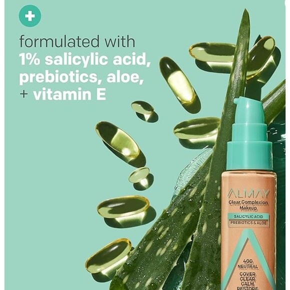 ALMAY Clear Complexion Foundation TRUE BEIGE 700 salicylic acid acne 1 fl oz - Picture 1 of 3